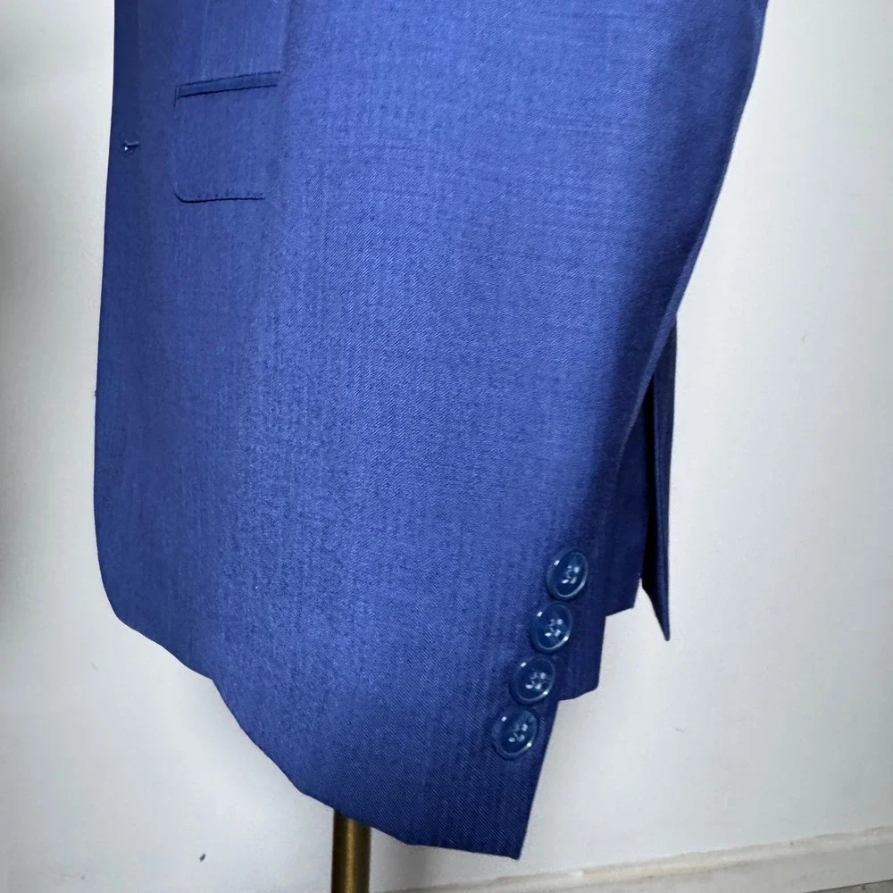 Calvin Klein Suit Mens 40S W32 Blue Solid Extreme Slim Fit 2-Button Wool